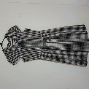 Eliza J Black White Houndstooth Wool Blend Dress Size 8